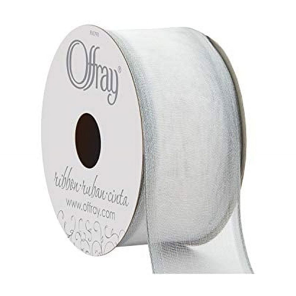 (3 pack) Offray Ribbon, Silver 1 1/2 inch Wired Sheer Ribbon, 9 feet
