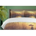 thumbnail image 4 of Ambesonne Modern Duvet Cover Set, Woman Under the Rain, 2-Calking, Pale Caramel Yellow, 4 of 6