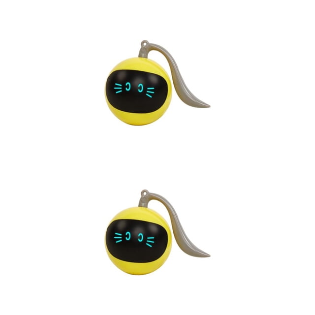 tamizeot USB Charging Intelligent Irregular Route LED Light Robot - Eco-friendly Reusable Fun Obstacle Avoidance Instinct Yellow 2Set