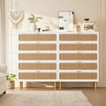 thumbnail image 4 of Twister.CK Rattan 5 Drawer Dressers for Bedroom, Tall Wooden Dresser with Deep Drawers, Chest of Drawers for Closet, for Living Room, Hallway, White, 4 of 8