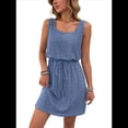 thumbnail image 3 of Vestido Mini con Cordón Texturizado y Calado para Mujer, Color Azul Neblina, Talla L, 3 of 7