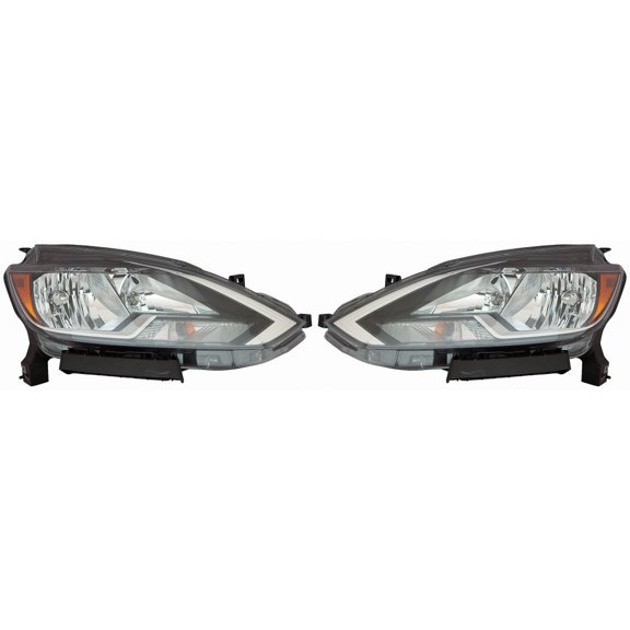 For Nissan Sentra Headlight Assembly 2016 2017 2018 Pair Driver and Passenger Side S/FE S/SV Black Replacement For NI2502244, NI2503244 | 26060-3YU0A, 26010-3YU0A