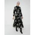 thumbnail image 4 of Beige - Black - Floral - Point Collar - Fully Lined - Modest Dress - Refka, 4 of 6