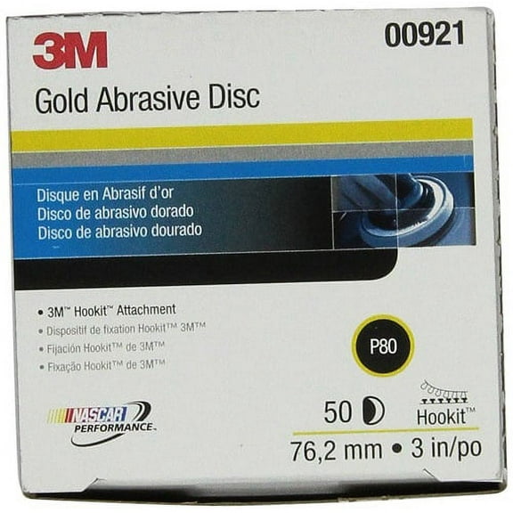 3M 00921 Hookit Gold Disc, 3 inch, P80 grit, 5-Pack