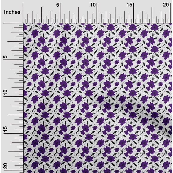 oneOone Cotton Poplin Purple Fabric Florals Diy Clothing Quilting Fabric Print Fabric By Yard 42 Inch Wide