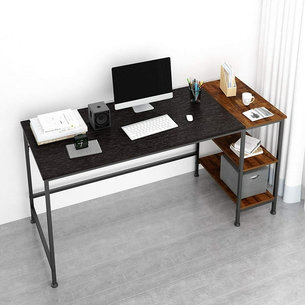Joiscope Computer Desk With Shelves Laptop Table With Wooden Drawer 60 Inches Black Oak Finish Walmart Com Walmart Com