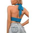 thumbnail image 2 of Charmo Womens Halter Crop Top Deep V Neck Backless Tank Cropped Tops, 2 of 7