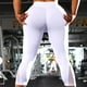 Koszal Femmes Couleur Unie Polyester Taille Haute Serré Fitness Leggings Yoga Pantalon Capris – image 5 sur 7