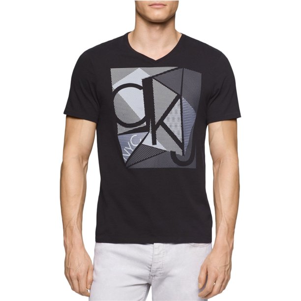 Calvin Klein - Camiseta gráfica para hombre con técnicas mixtas, color negro, XXL