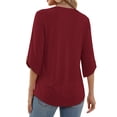 thumbnail image 4 of MOSHU V Neck Tops for Women 3/4 Length Sleeve Women Tops Casual Dressy Women Blouses Trendy Tunic Tops, 4 of 9