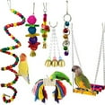 thumbnail image 1 of serony Cute 7PCS/Set Parrot Birds Toy Kit Swing Hanging Bells Wooden Bridge Accessories Bird Toy Standing Training Pet Tool, 1 of 6