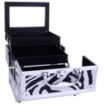 thumbnail image 6 of Makeup Box Train Case Large Storage Capacity Portable Travel Cosmetic Organizer with Compartments and 2-Tier Trays with Mirror, Lockable with Keys - Zebra, 6 of 9