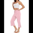 thumbnail image 3 of Pantalones de Cintura Alta para Mujer, Cómodos, Informales, Holgados, con Cordón, Botones y Bolsillos. Rosa S, 3 of 10