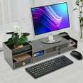 thumbnail image 4 of Modern Monitor Booster Stand, Black Veneered MDF, 2 Lockable Drawers with Keys, Left/Right Modular Design, Essential for Dorm Rooms and Small Offices, 4 of 19