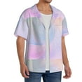 thumbnail image 4 of Balery Rainbow Men's Casual Button Down Shirt Short Sleeve Textured Summer Cuban Beach Shirts-Medium, 4 of 7