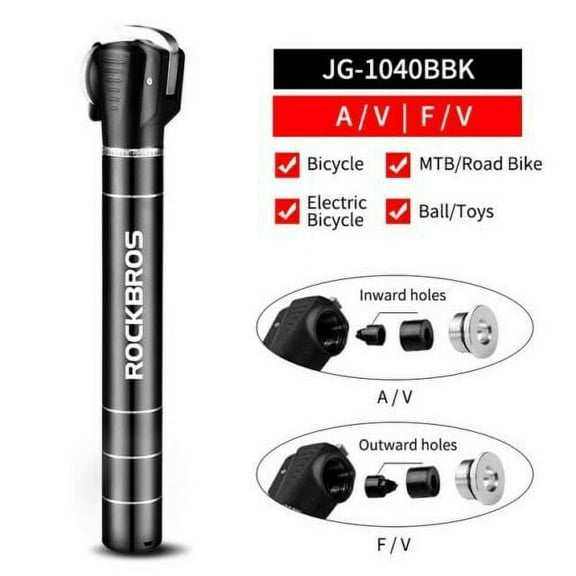 RockBros Bike Tire Air Pump Portable Bike Inflator Dual Valve Floor Pump with Ball Needle