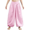 thumbnail image 3 of TSSOE Kids Girls Belly Jazz Dance Outfits Asymmetrical Shoulder Sequin Ruffle Crop Top with Wide-Leg Palazzo Trousers Set Pink 14, 3 of 5