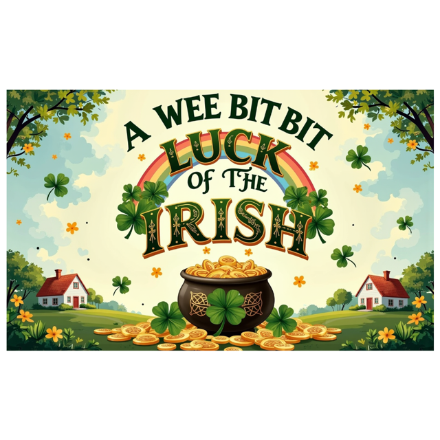 Irish Luck Clover Background Happy St Patrick's Day Themed Party Banner Leprechaun Style Decor Rainbow Gold Festive Event Display St Patrick's Day Celebration