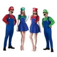 thumbnail image 2 of Disfraz de Super Mari Bros. para Halloween, carnaval, Luigi, para hombre y mujer, mono elegante con sombrero, bigote y guantes., 2 of 6