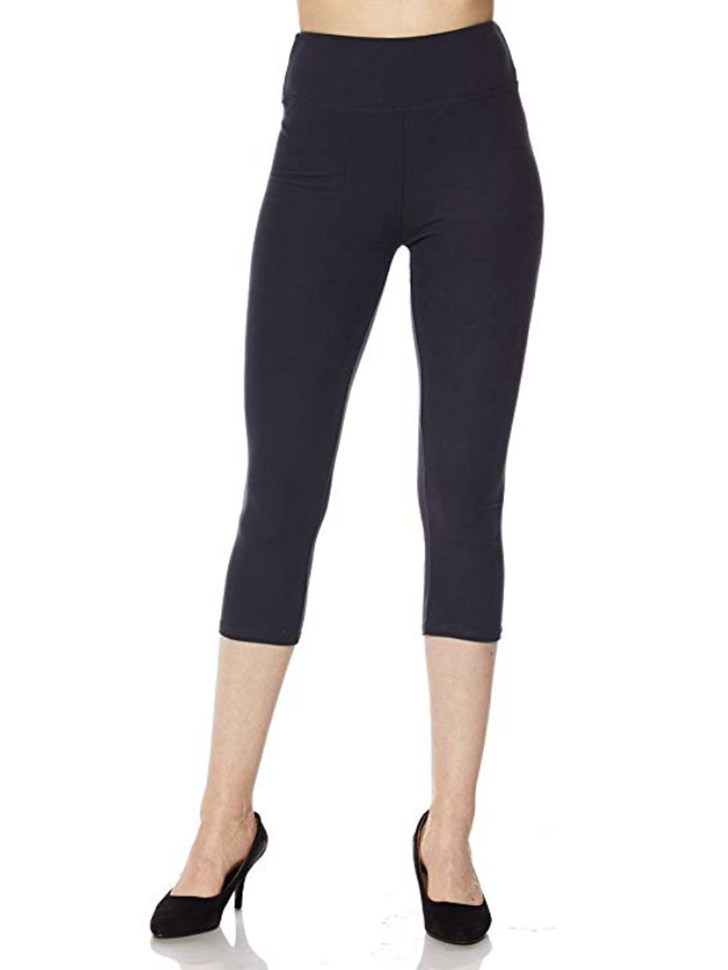 5 Pack Capri Leggings For Women 3 inch Wide Waistband Yoga Sports and Casual Ultra Soft Capri Legging Pants (2XL/3XL)
