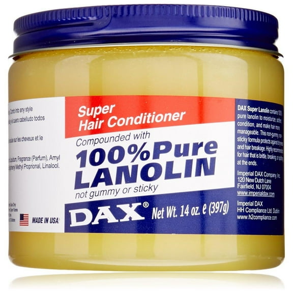 Dax 100% Pure Lanolin Super Hair Conditioner, Non Sticky 14 Oz