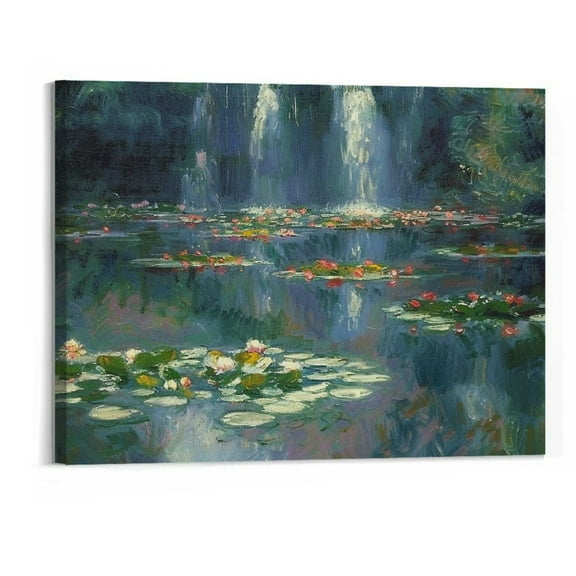 Patifu  Water Lilies Poster by Monet Canvas Wall Art - Monet Prints - Famous Paintings Poster - Moden Artwork Flower Wall Decor for Office Living Room Bedroom Unframed . 20x16in
