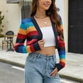 thumbnail image 2 of SWSMCLT Women's V Neck Cardigan Cardigan Sweater Long Sleeve Coat Winter Cropped Fall Warm Acrylic Soft Knit Multicolored Medium, 2 of 5