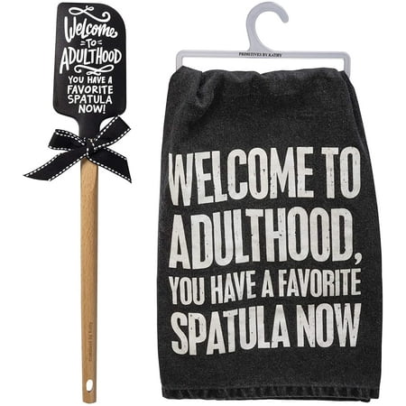 

Welcome To Adulthood You Have A Favorite Spatula Now Wooden Handle + Dish Towel Gift Set Bundle