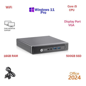 Restored Windows 11 HP 400 G1 Mini Tiny Micro PC Core i5 16GB RAM 512GB SSD WiFi Desktop Computer PC Office24