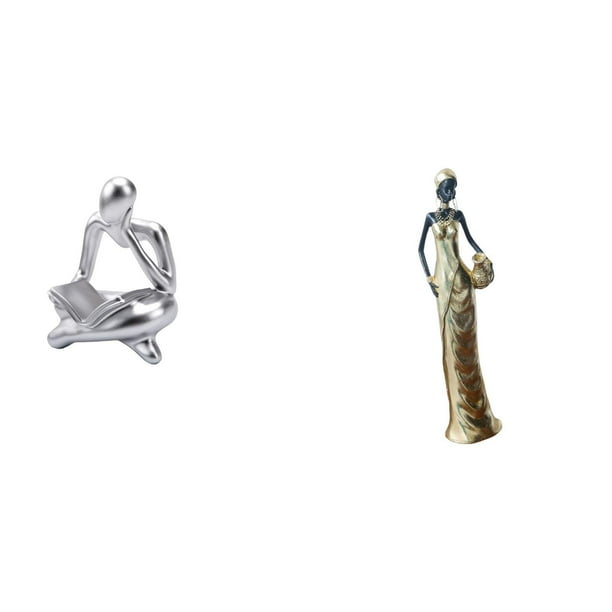 Figura de lector abstracto, estatua de pensador de resina, pieza de arte de dama tribal, figura africana, figura artesanal de escritorio, estilo único