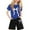 Blue, variant on Aihuaihua Girls Short Sets Size 8 Letter Print T Shirt and Shorts Outfits Set Crew Neck Casual Shorts Beach Playwear Outfits Preppy Clothes