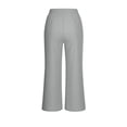thumbnail image 3 of GPOECD Summer Casual Blend Elastic Waist Pants Straight Wide Leg Long with Pockets for Women Wide Leg Trousers Women Grey,S, 3 of 5