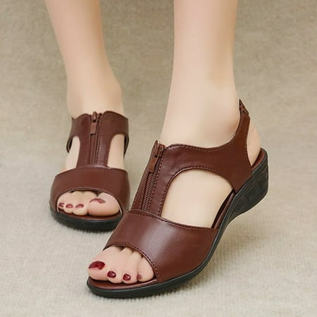 

Womens Comfort Sandals- Plus Size New Casual Sandals Brown Size 5.5