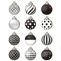 LanSuare 12Pcs Christmas Balls Ornaments, 3.1Inch Stripe Pattern Multicolour Wooden Hanging Balls, Shatterproof Hanging Ornaments for Xmas Tree, Party Decoration