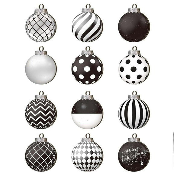 LanSuare 12Pcs Christmas Balls Ornaments, 3.1Inch Stripe Pattern Multicolour Wooden Hanging Balls, Shatterproof Hanging Ornaments for Xmas Tree, Party Decoration