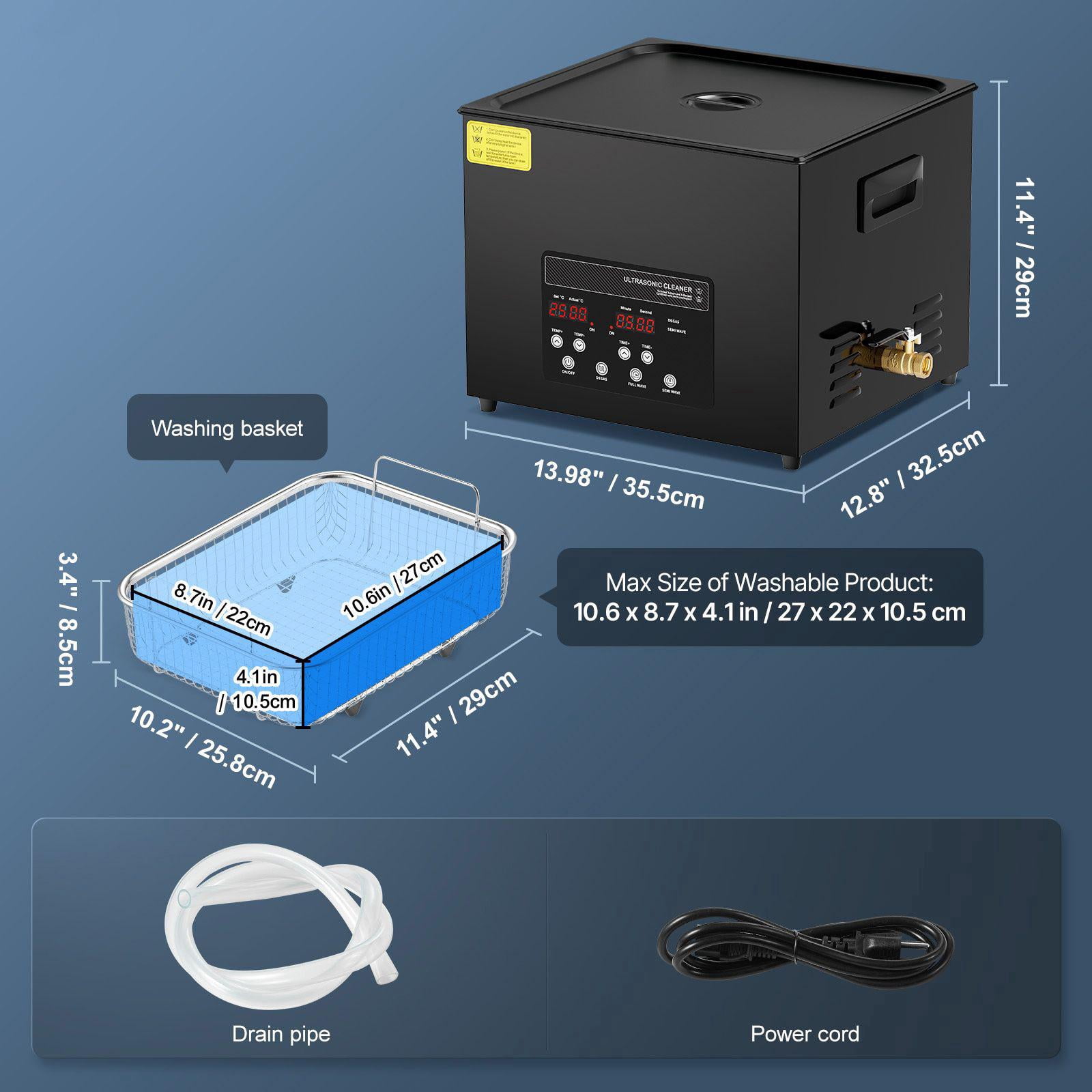 15L 360W Digital Ultrasonic Cleaner with Heater Timer Gentle Mode Upgraded Degassing 40kHz Industrial Cleaning Machine for Jewelry Retainer Tools