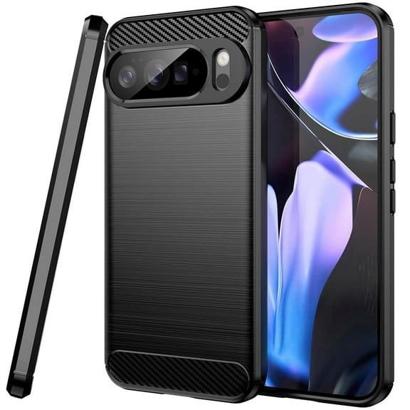 CoverON For Google Pixel 10 XL Phone Case, Slim Lightweight TPU Minimal Cover Carbon Fiber, Black
