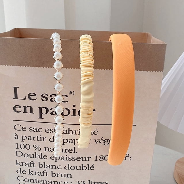 Banda para el cabello con perlas para primavera y verano que combina con el lavado facial, accesorios para el cabello, mechones de tela con pliegues en la parte superior y craneal alto para mujer,