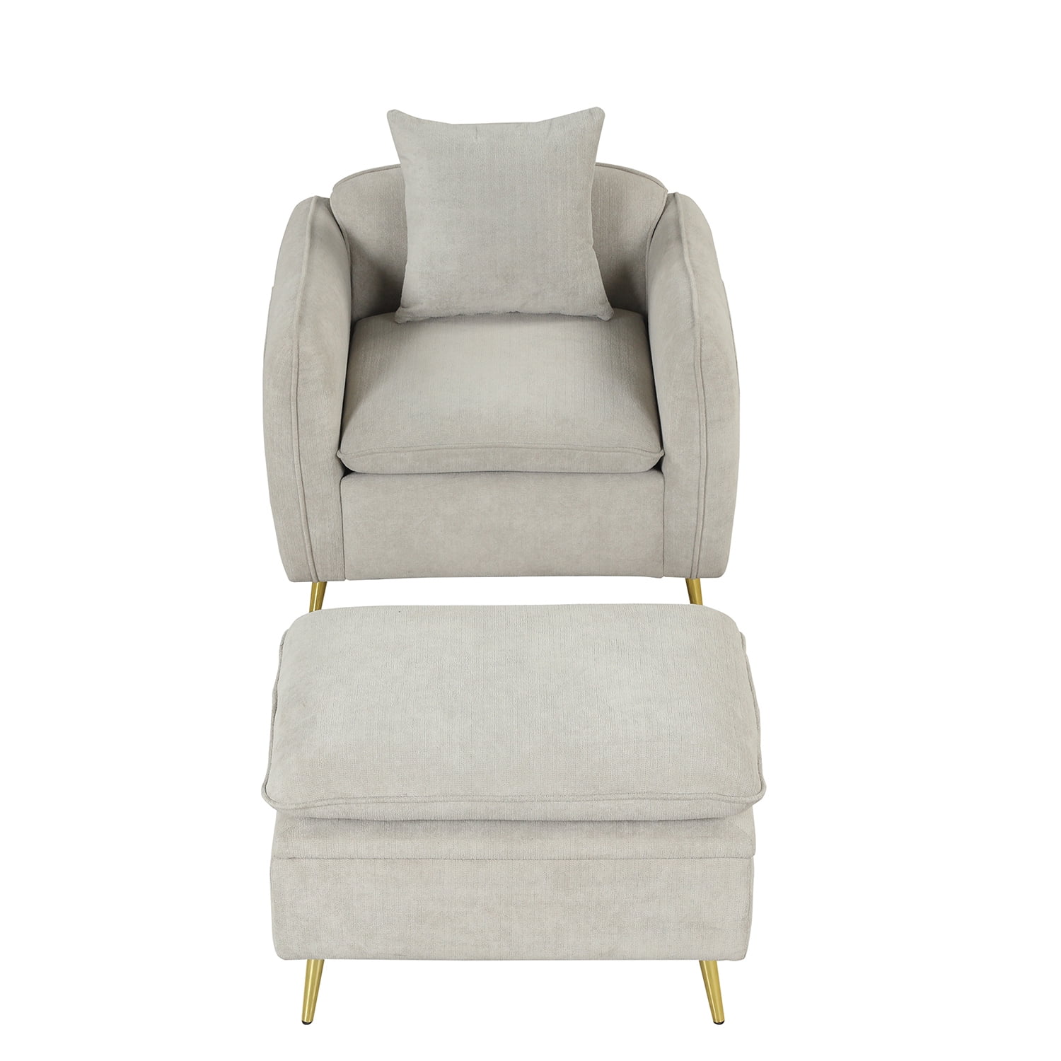 Kadyn 35.2" Modern Armchair, Single Sofa Chair with Ottoman Foot Rest and Pillow, Velvet Accent Chairs for Small Spaces Apartment Office, Gray Kadyn 35.2" Modern Armchair, Single Sofa Chair with Ottoman Foot Rest and Pillow, Velvet Accent Chairs for Small Spaces Apartment Office, Gray