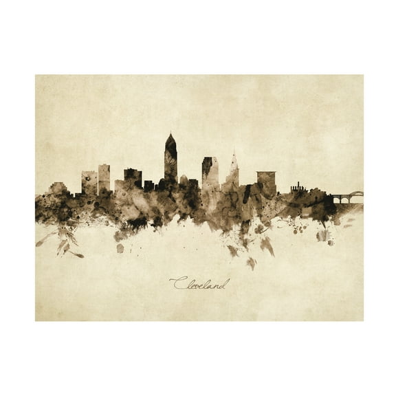 Michael Tompsett 'Cleveland Ohio Skyline Vintage' Canvas Art