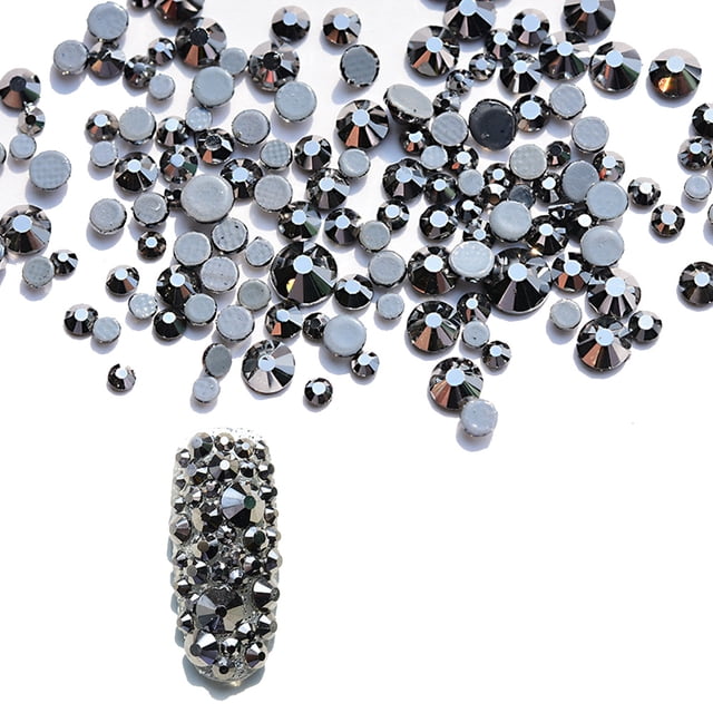 3000 piezas de cristales para uñas, diamantes de imitación, cuentas redondas, dijes de vidrio con parte posterior plana, gemas y piedras
