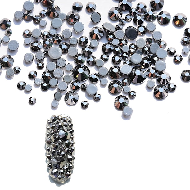 3000 piezas de cristales para uñas, diamantes de imitación, cuentas redondas, dijes de vidrio con parte trasera plana, gemas y piedras