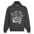 thumbnail image 1 of Broken Planet Letters Foam Print Loose Casual Plush Hooded Sweatshirt-980 Gray-S, 1 of 1