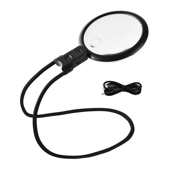 Hands Frees Magnifier with Stand Large Lens Rechargeable for Crafts Reading
