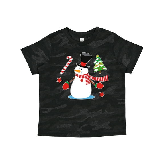 Inktastic Top Hat Snowman with Christmas Tree and Candy Cane Boys or Girls Toddler T-Shirt
