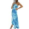 thumbnail image 3 of Douhoow Women One Shoulder Tie Dye Dress Sleeveless Cut Out High Waist Pleated Flowy Long Dresses Vacation Dress, 3 of 8
