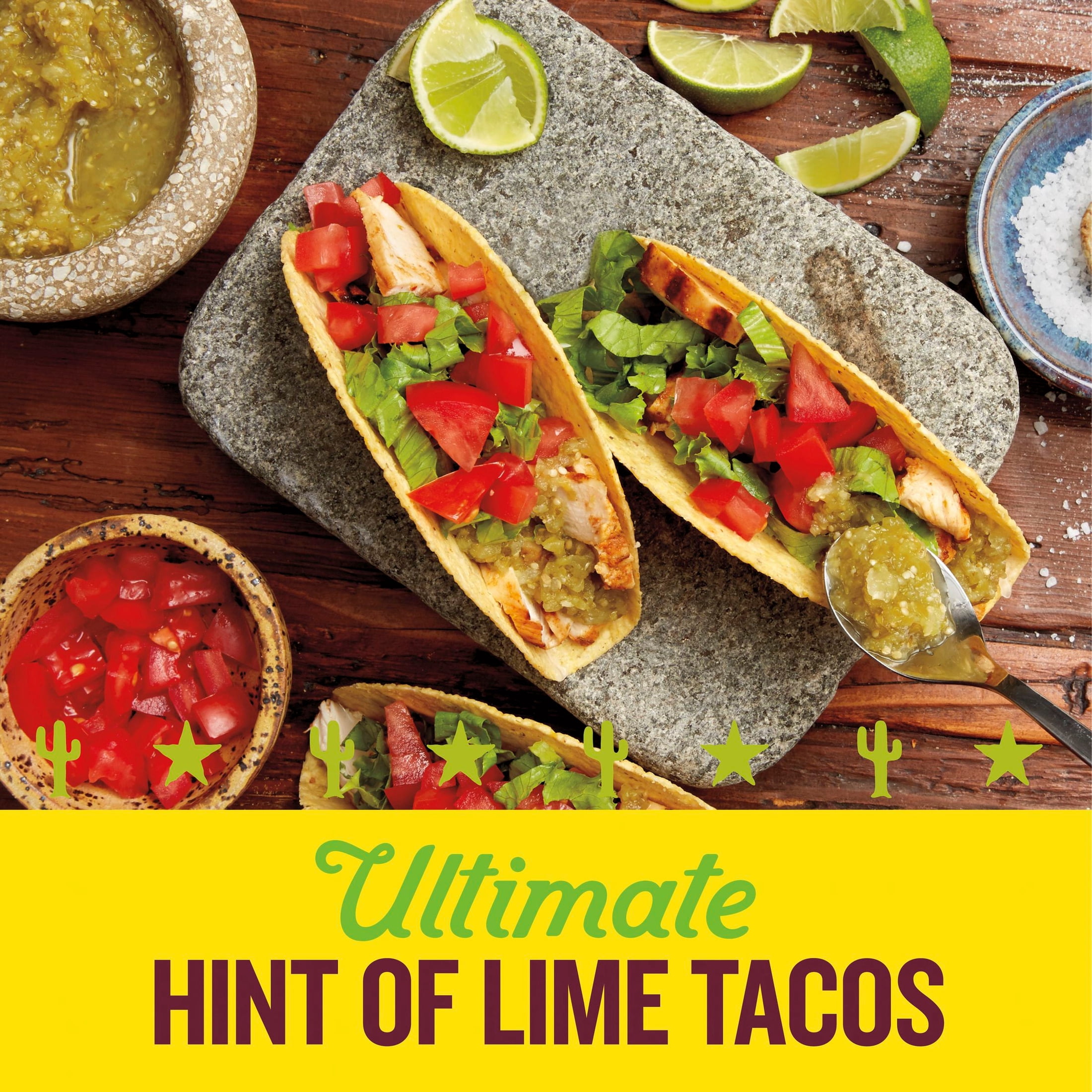 (2 pack) Old El Paso Stand 'N Stuff Taco Shells, Hint of Lime Flavored, Gluten Free, 10 Count, 5.4 oz