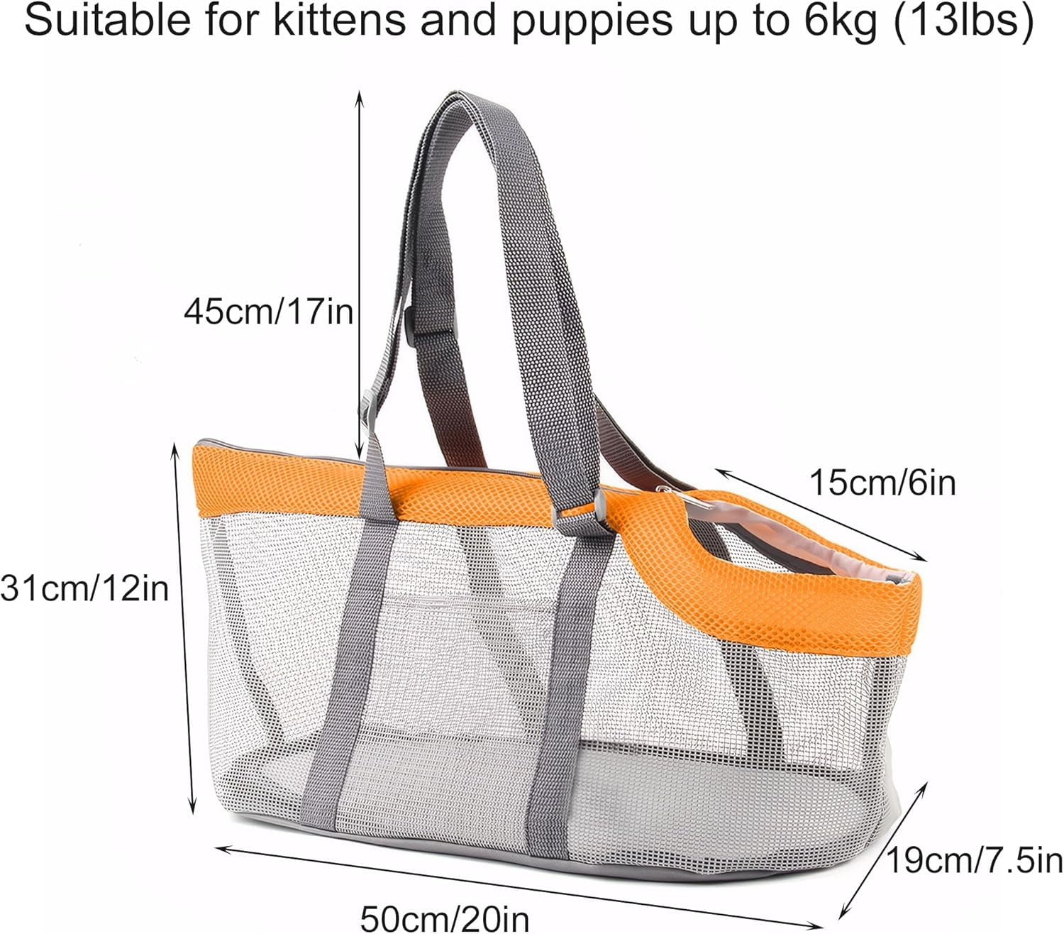 ABPETE Small Soft-Sided, Breathable Mesh Pet Carrier Backpack with Removable and Washable Mat, Orange, 13 lb Limit