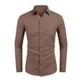 thumbnail image 4 of Knosfe Men's Casual Button Down Shirts Long Sleeve Untucked Shirts Regular Fit Linen Shirt Coffee M, 4 of 5