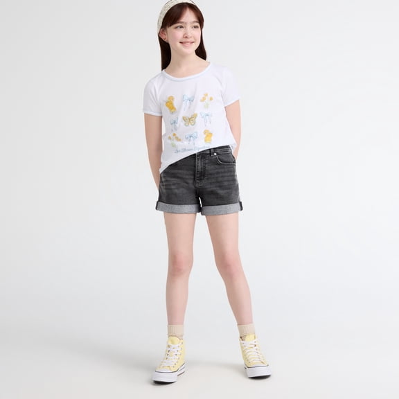 Levi Strauss Signature Girls High Rise Mom Denim Shorts, Sizes 5-18